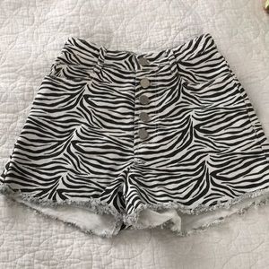 Never worn zebra print denim shorts